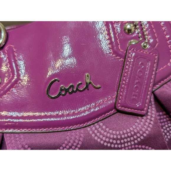 Coach Ashley Op Art Purple‎ Tote Bag F20049 Shoulder Bag Purse Satchel Designer - Picture 2 of 7